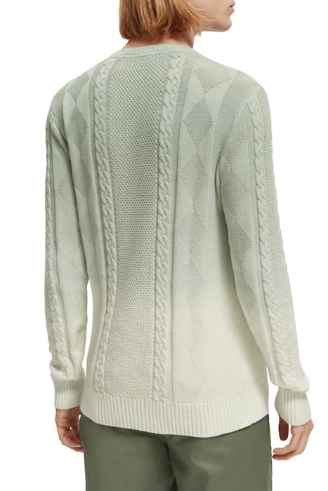 GRADIENT COTTON CABLE KNIT PULLOVER MINT 4
