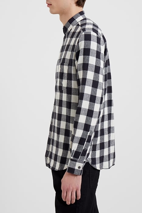 GINGHAM FLANNEL LONG SLEEVE CASUAL SHIRT ECRU/MARINE 4