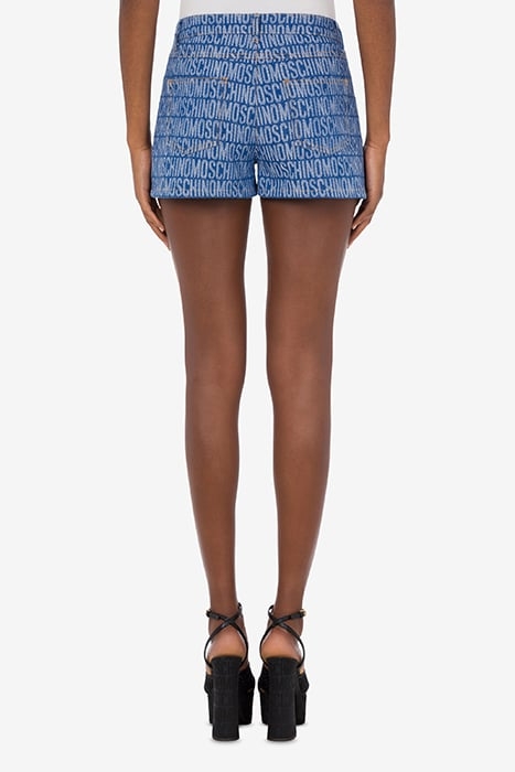 SHORTS IN DENIM ALLOVER LOGO BLUE 2