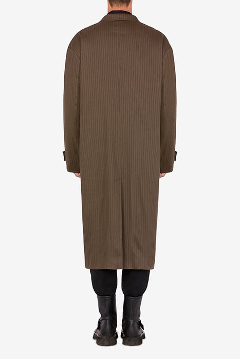 PINSTRIPED COAT IN LINEN AND VISCOSE BROWN 2