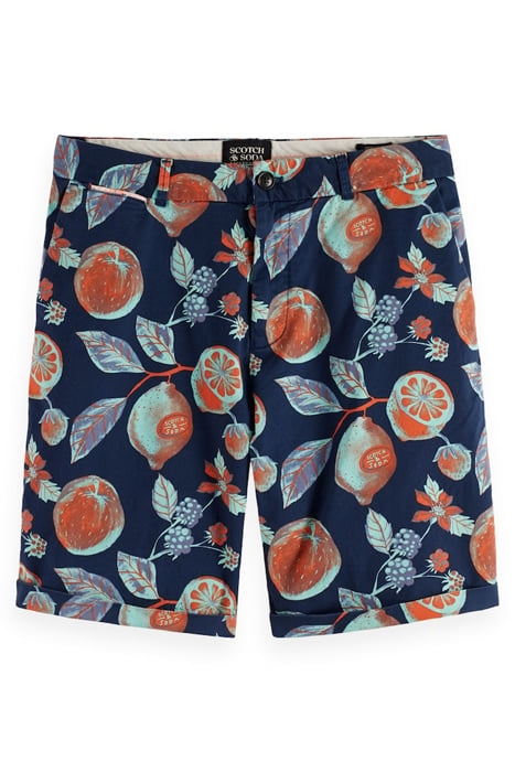 STUART- PRINTED PIMA COTTON CHINO SHORT NAVY FRUITS AOP 1