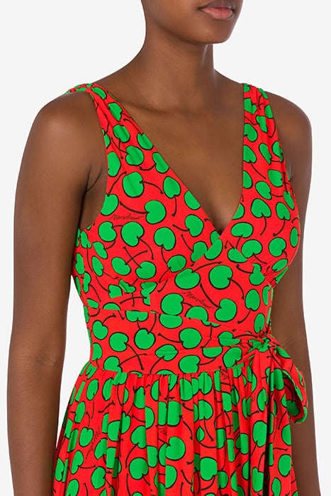 ALLOVER CHERRY GEORGETTE DRESS RED 4