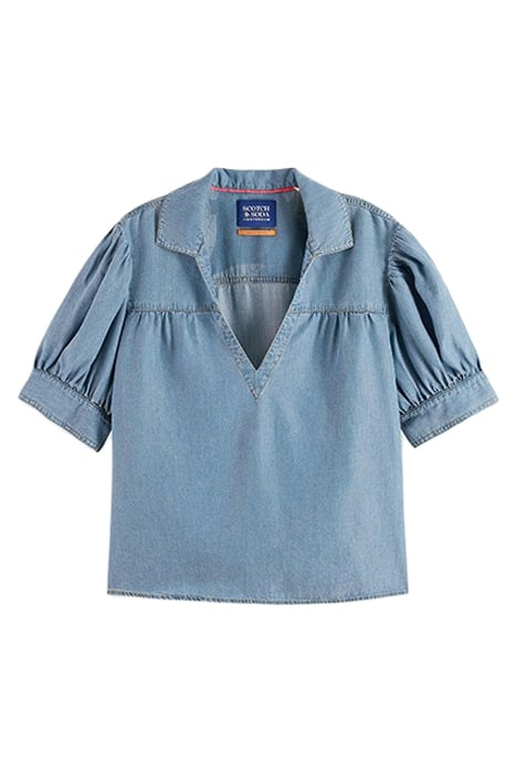 SHORT SLEEVED FEMININE INDIGO SHIRT INDIGO 1