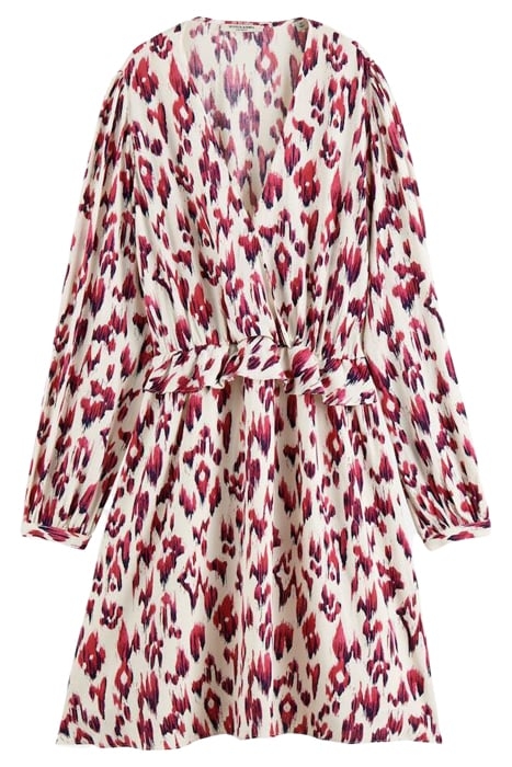 WRAPPED SHORT DRESS BRUSHED IKAT CHERRY PIE 1