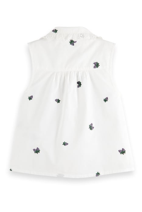 ALL-OVER PRINTED SLEEVELESS COLLAR DETAIL TOP MINI GRAPE 2