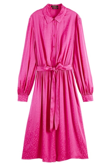 RELAXED FIT SHIRT DRESS IN VISCOSE JACQUARD FUCHSIA 1