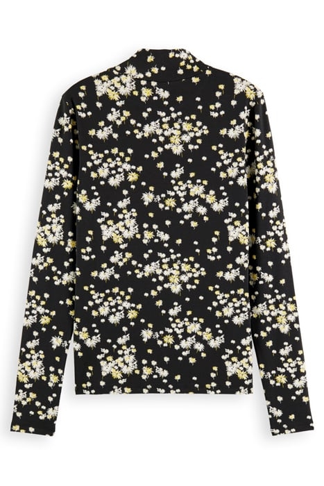 MOCK NECK ALLOVER PRINTED SLIM-FIT TOP DANDELION BLACK 7