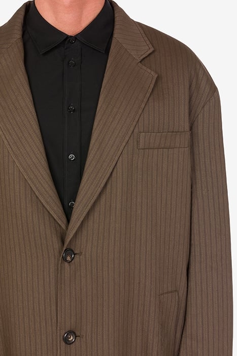 PINSTRIPED COAT IN LINEN AND VISCOSE BROWN 4