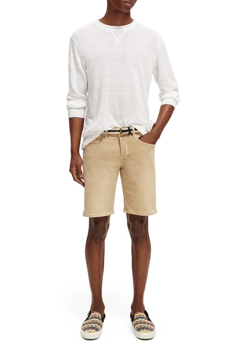 LINEN BLEND CREWNECK PULLOVER WITH FLATLOCK DETAILS WHITE 4