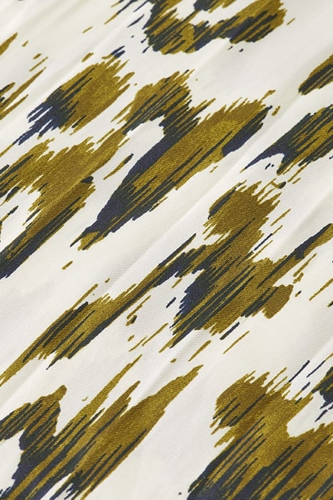 LONG PLEATED DRESS BRUSHED IKAT ARMY GREEN 2