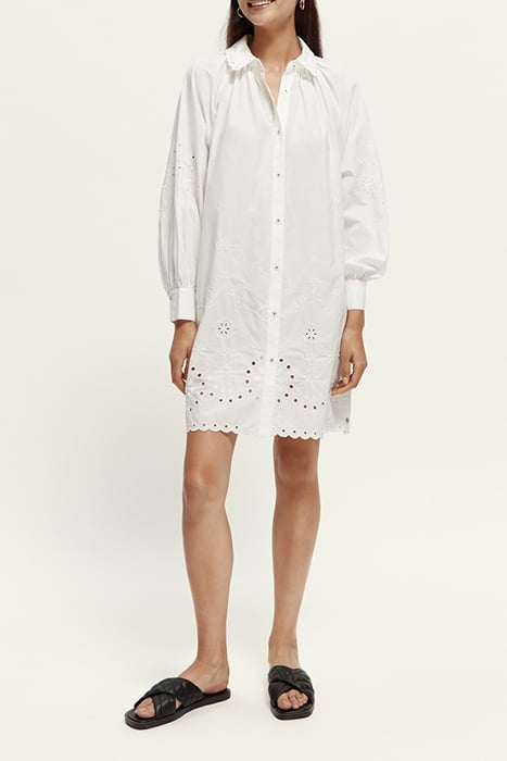 SHIRT DRESS WITH EMBROIDERY DETAIL IN ORGANIC COTTON WHITE 3