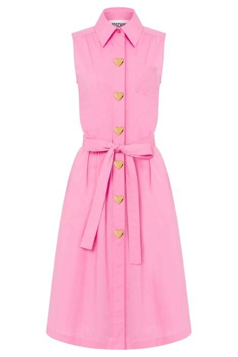 HEART BUTTONS STRETCH POPLIN DRESS PINK 3