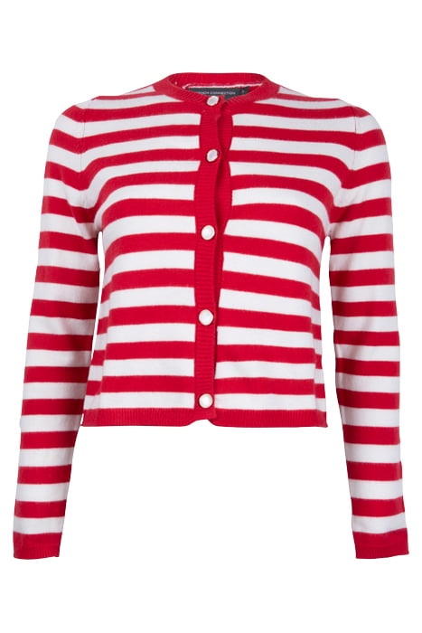 BOXY STRIPE CARDIGAN POPPY/IVORY 1