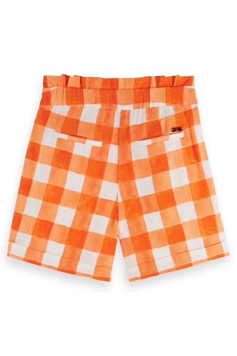 CHECKED LINEN BLEND SHORTS PAPAYA BISTRO CHECK 2