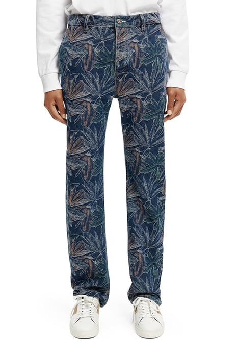 THE VERVE FLORAL JACQUARD DENIM WORKWEAR PANT INDIGO JACQUAR 2
