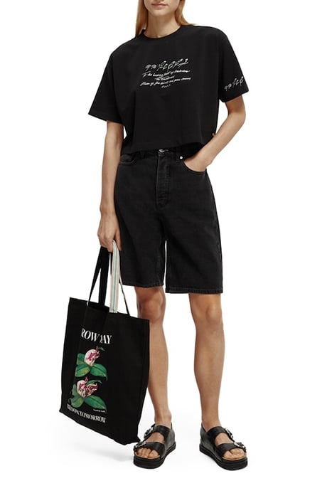 POEM EMBROIDERED CROPPED T-SHIRT IN ORGANIC COTTON BLACK 4