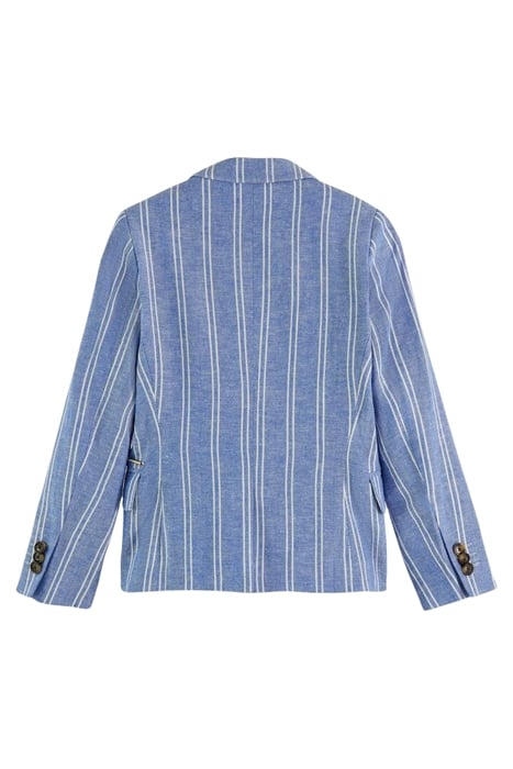 STRIPED COTTON LINEN DRESSED BLAZER BLUE STRIPE 7