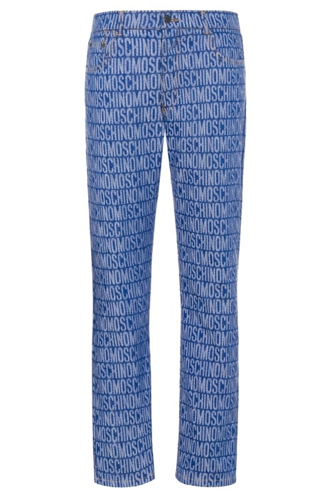 ALLOVER LOGO JACQUARD DENIM TROUSERS BLUE 3
