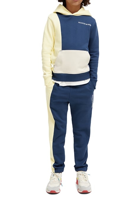 COLOUR BLOCK SWEATPANTS IN ORGANIC COTTON STORM BLUE/GLOW CO 3