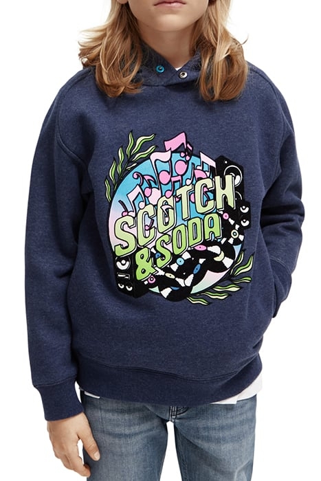 RELAXED FIT ARTWORK HOODIE NIGHT MELANGE 1