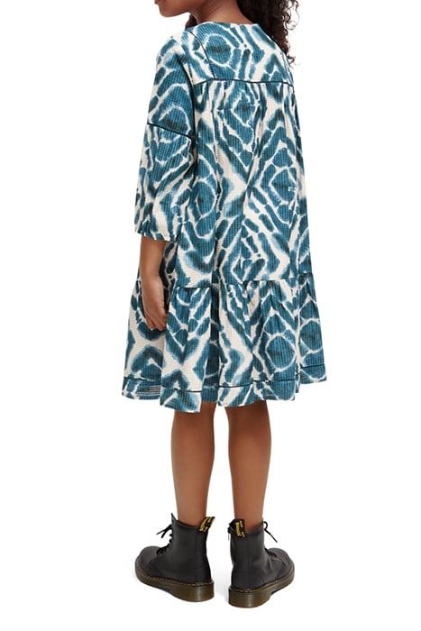 ALL-OVER PRINTED LADDER TAPE MIDI DRESS DISCO TIE DYE BOTTLE 3