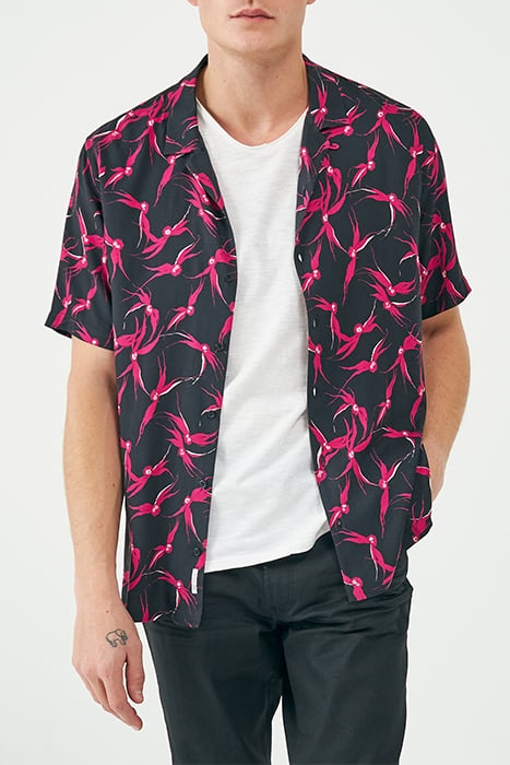 BLACK REGULAR SHIRT WITH PINK FLORAL PRINT 1