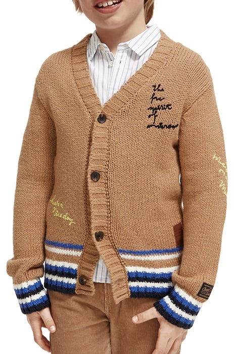 INTARSIA CARDIGAN CAMEL 1