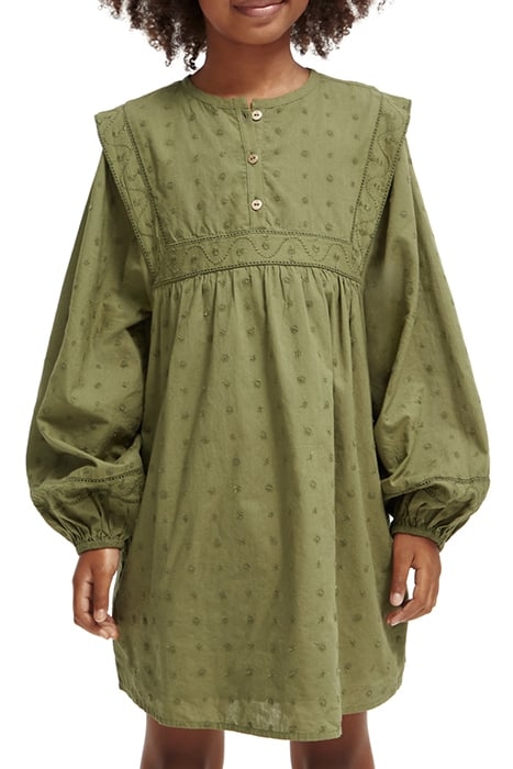 BRODERIE ANGLAISE PANEL DRESS MILITARY 1