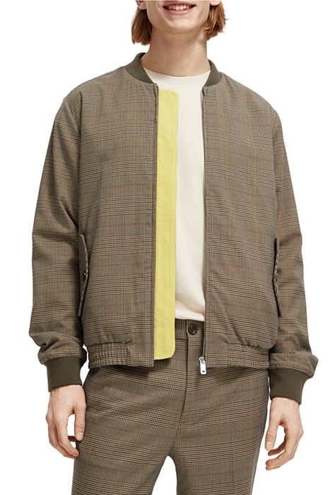 YARN-DYED BOMBER JACKET TAUPE CHECK 7