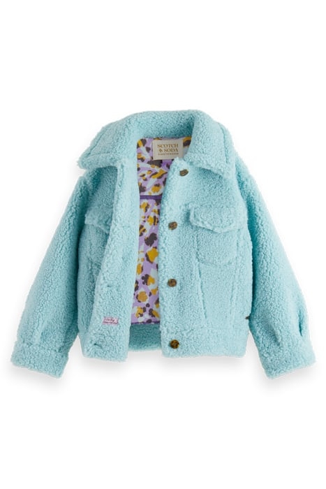 BOXY-FIT BONDED TEDDY TRUCKER JACKET ACOUSTIC BLUE 5