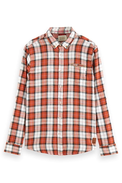 FLANNEL CHECK SHIRT WITH SLEEVE ROLL UP BLUE RED CHECK 6