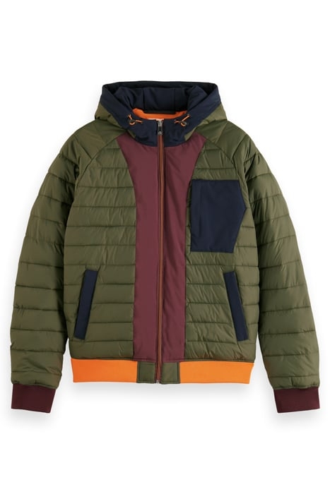 COLOUR BLOCK SOFTSHELL QUILTED BOMBER JACKET MILITARY COLOUR 4
