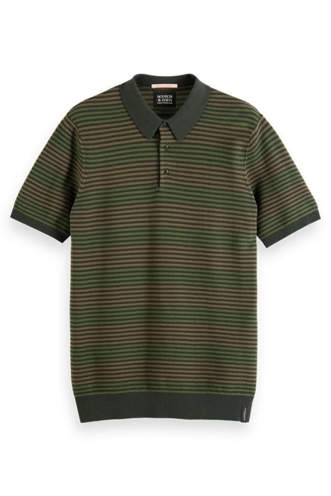 STRUCTURE KNITTED POLO IN ORGANIC COTTON MILITARY STRIPE 4