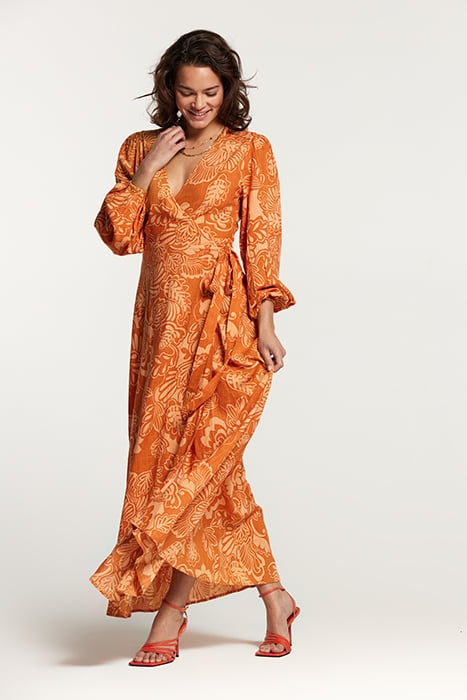 NAIROBI DRESS ARTSY LEAVES FRESH APRICOT ORANGE 7