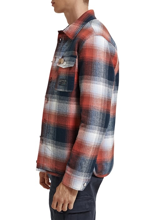 TEDDY LINED CHECKED OVERSHIRT BLUE RED CHECK 7