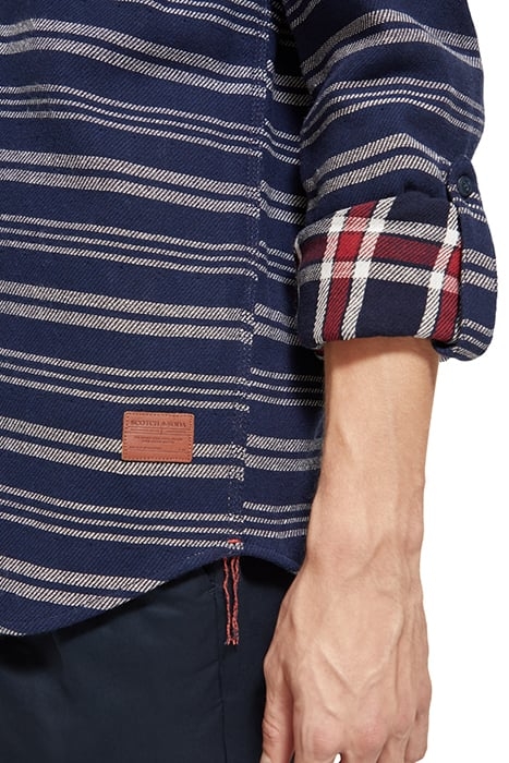 ARCHIVE DOUBLE FACE TWILL CHECK BLUE STRIPE 8