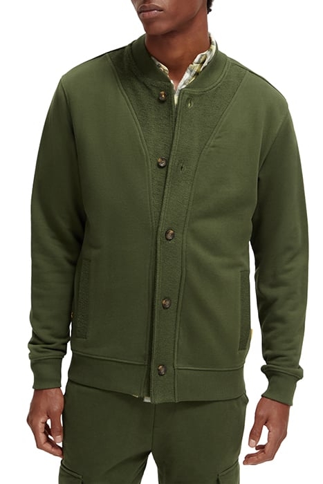 BUTTON DOWN TEXTURE SWEATSHIRT FIELD GREEN 1