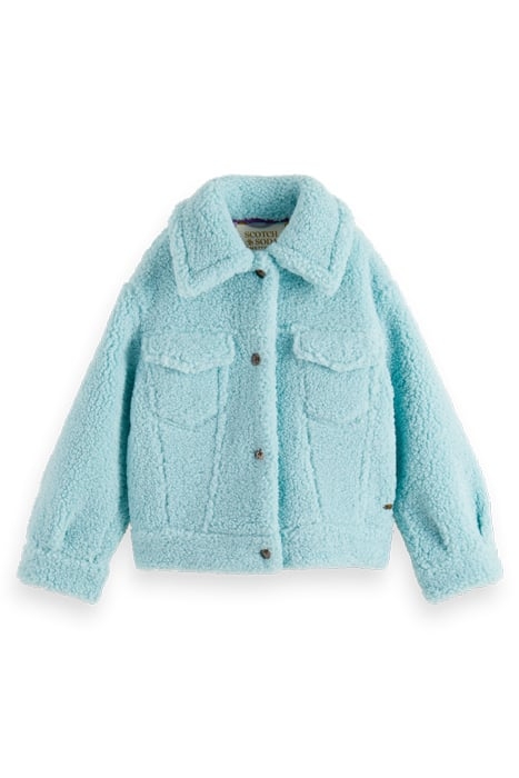 BOXY-FIT BONDED TEDDY TRUCKER JACKET ACOUSTIC BLUE 4