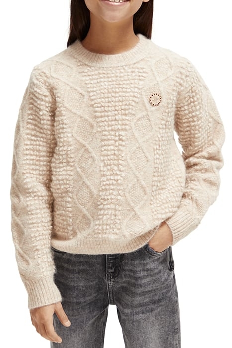CABLE KNIT PULLOVER ECRU MELANGE 1