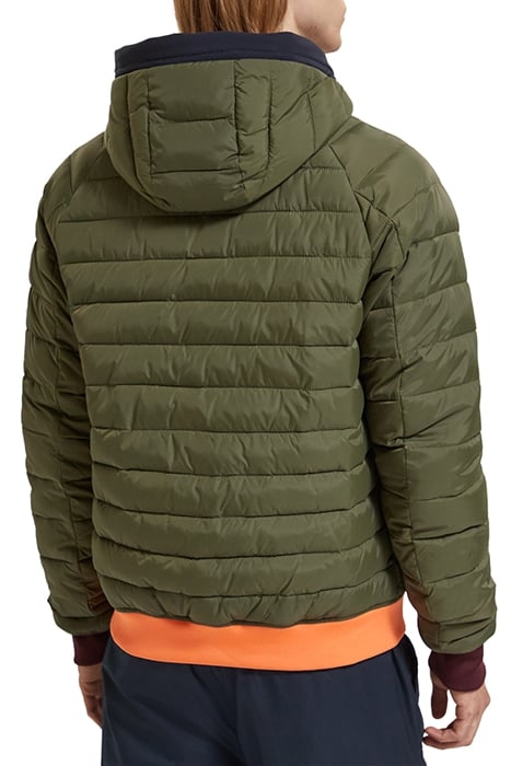 COLOUR BLOCK SOFTSHELL QUILTED BOMBER JACKET MILITARY COLOUR 2