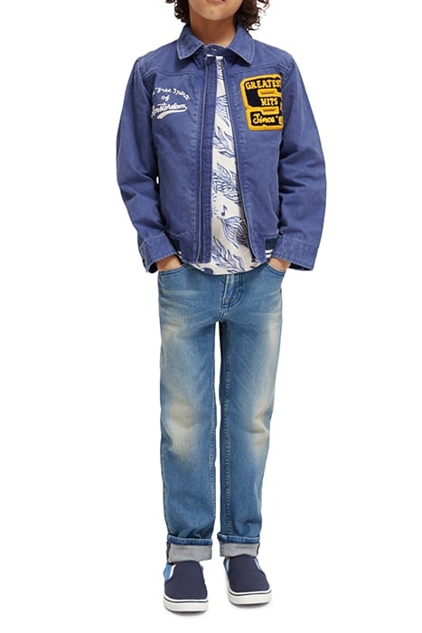 WASHED INDIGO DYED JACKET WITH ARTWORKS IN ORGANIC COTTON WO 3