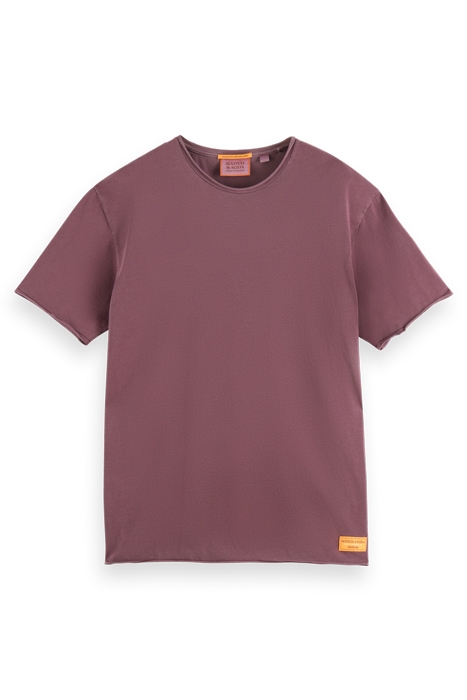 RELAXED FIT RAW EDGE T-SHIRT IN ORGANIC COTTON BERRY WINE 4