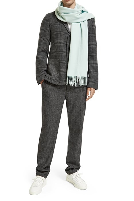 VIRGIN WOOL FRINGED WOVEN SCARF LIGHT MINT 5