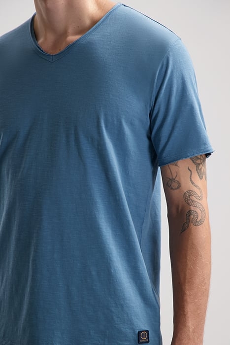BASIC V-NECK TEE SLUB JERSEY AEGEAN BLUE 5