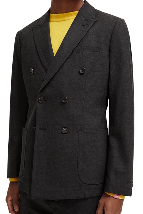 BRUSHED DOUBLE-BREASTED WOOL-BLEND BLAZER VINYL MELANGE 6