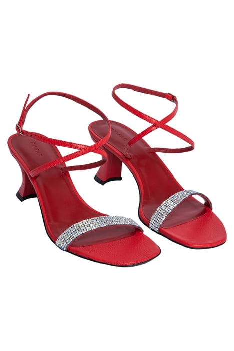 NELLY RED GRAINED LEATHER AND CRYSTALS 2