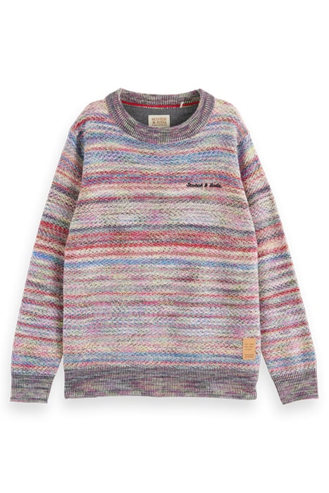 STRUCTURED SPACE-DYED PULLOVER STEEL/BERRY STRIPE 4