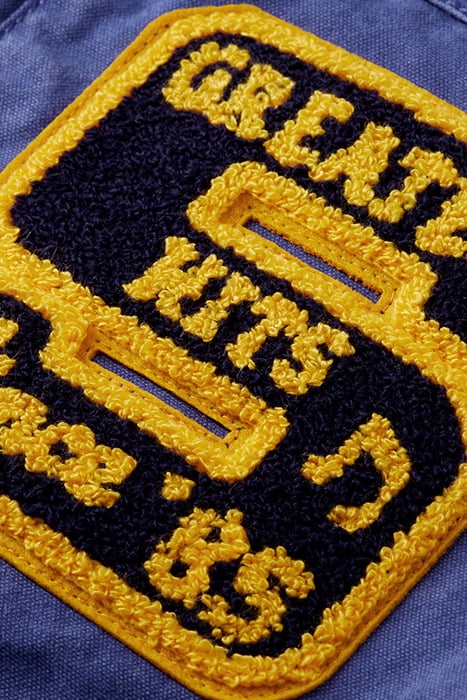 WASHED INDIGO DYED JACKET WITH ARTWORKS IN ORGANIC COTTON WO 8