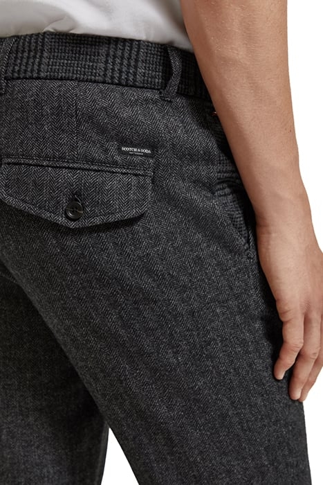 STUART- WOOL-BLEND YARN-DYED CHINO GREY BLACK HERRINGBONE 7