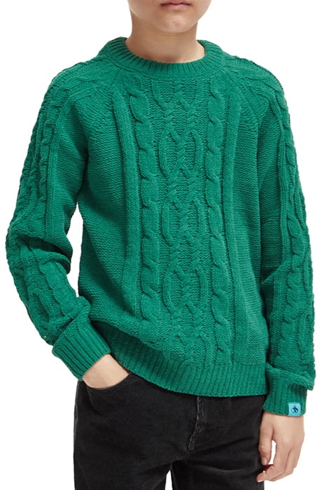 CHENILLE CABLE KNIT DEEP GREEN 1